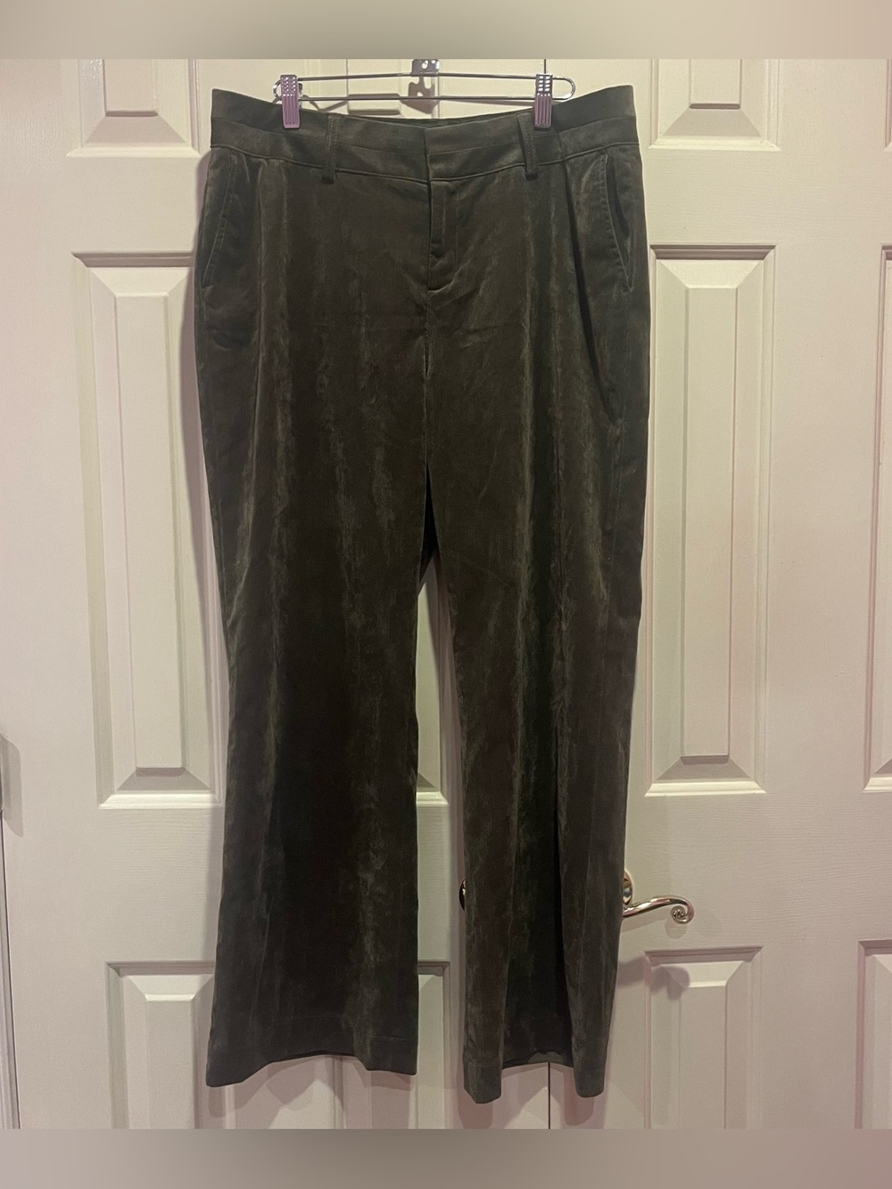 Coldwater Creek Corduroy Pants Womens Size 14P Olive Green Stretch Dress